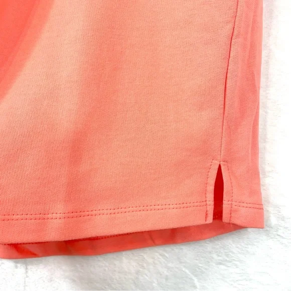 Umgee Floral Crochet Sleeve French Terry Shift Dress Coral Size Small - Picture 5 of 10